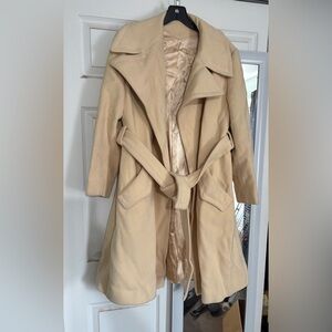 Vintage Cashmere Women’s Belted Trench Coat - Cream